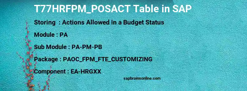 SAP T77HRFPM_POSACT table