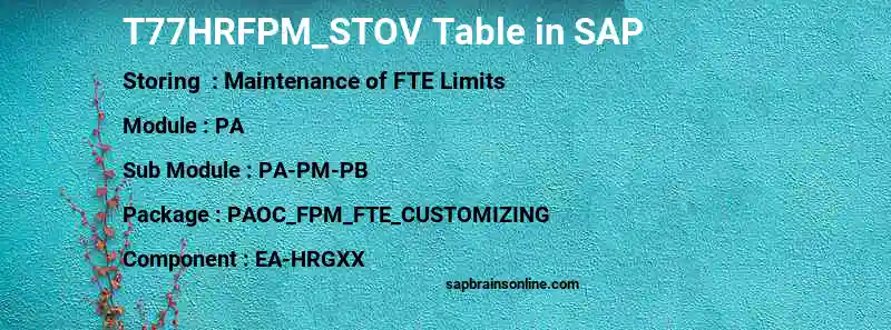 SAP T77HRFPM_STOV table