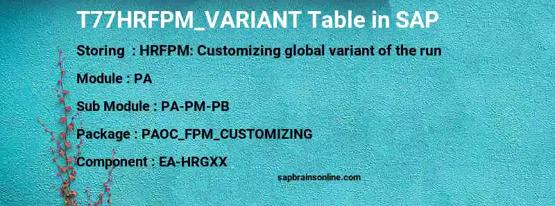 SAP T77HRFPM_VARIANT table