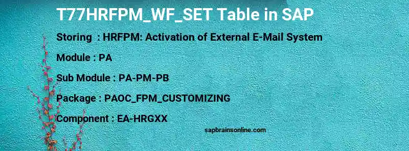 SAP T77HRFPM_WF_SET table