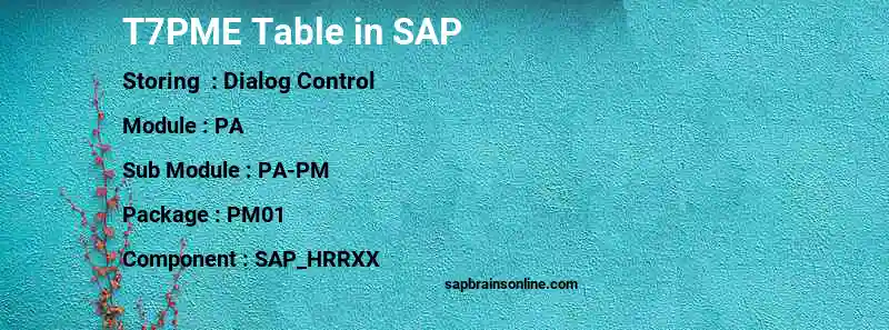 SAP T7PME table