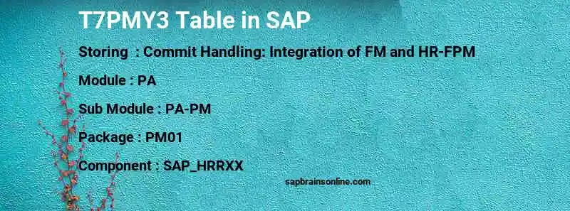 SAP T7PMY3 table