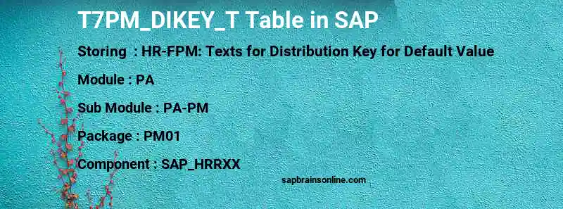 SAP T7PM_DIKEY_T table