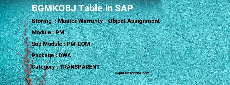 SAP BGMKOBJ table