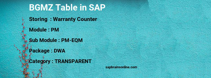 SAP BGMZ table