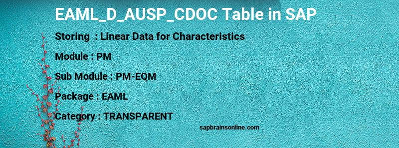SAP EAML_D_AUSP_CDOC table