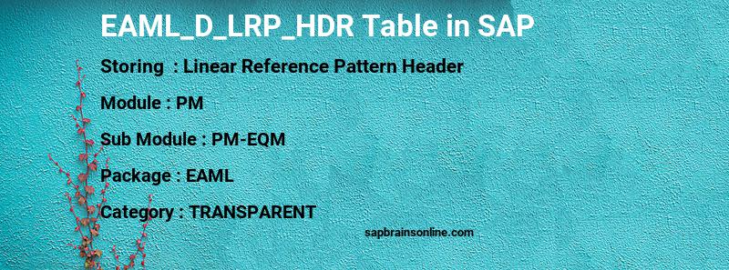 SAP EAML_D_LRP_HDR table