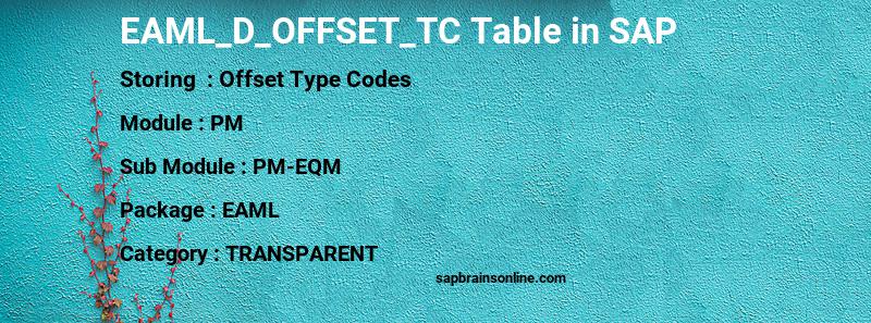 SAP EAML_D_OFFSET_TC table