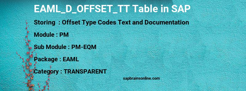 SAP EAML_D_OFFSET_TT table