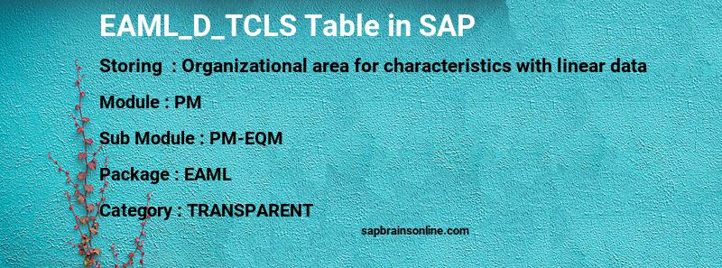 SAP EAML_D_TCLS table