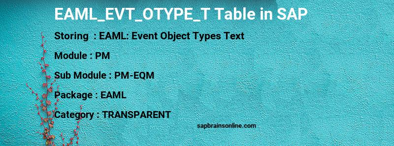 SAP EAML_EVT_OTYPE_T table