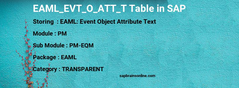 SAP EAML_EVT_O_ATT_T table