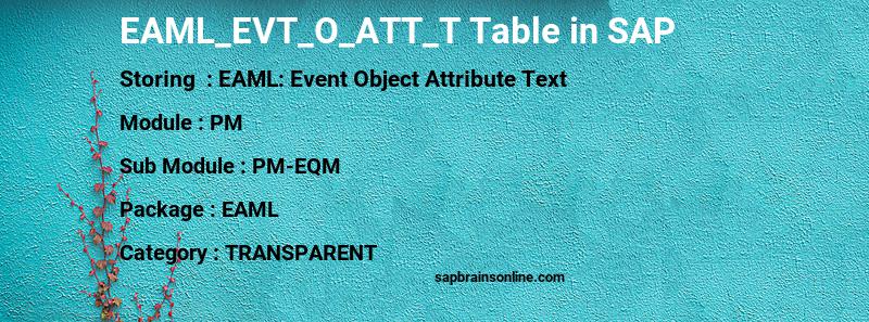 SAP EAML_EVT_O_ATT_T table