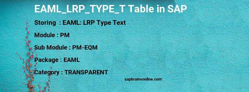 SAP EAML_LRP_TYPE_T table