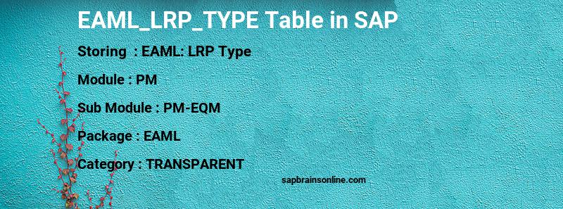 SAP EAML_LRP_TYPE table