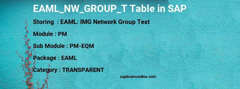 SAP EAML_NW_GROUP_T table