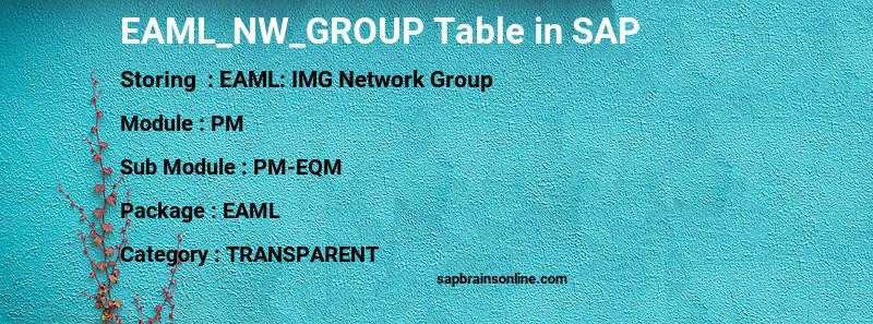 SAP EAML_NW_GROUP table