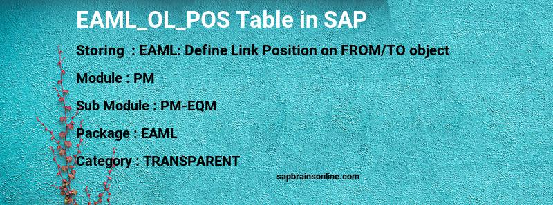 SAP EAML_OL_POS table