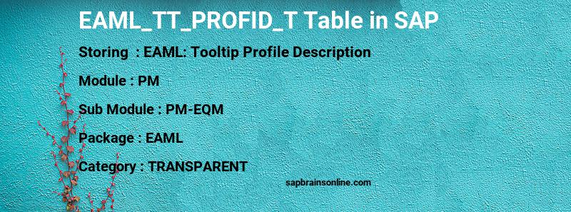 SAP EAML_TT_PROFID_T table