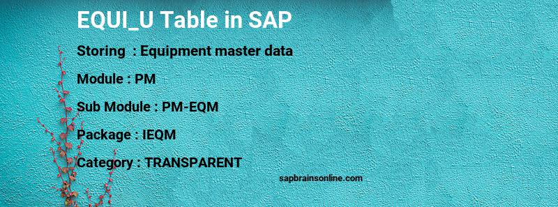 SAP EQUI_U table