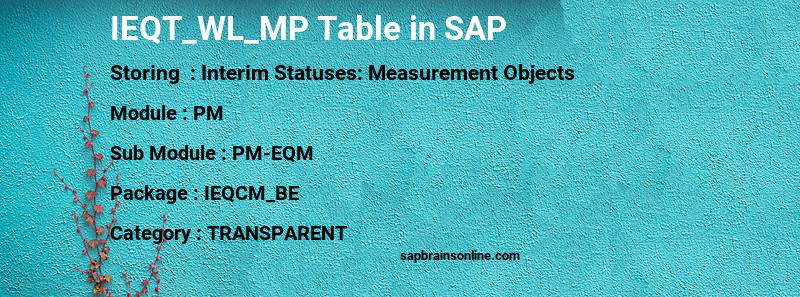 SAP IEQT_WL_MP table