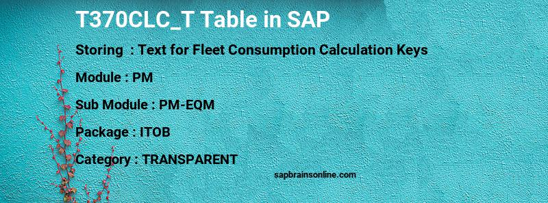 SAP T370CLC_T table