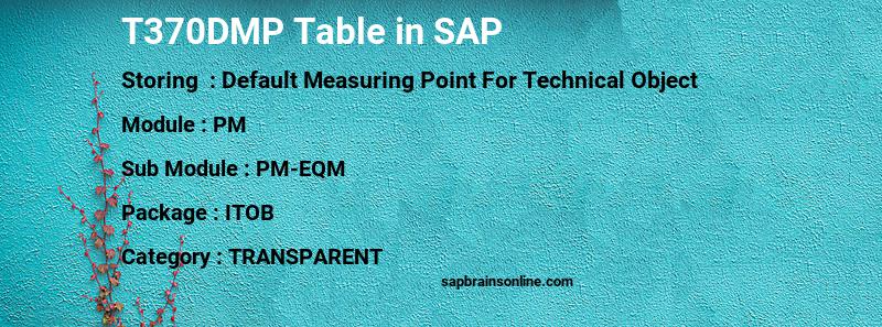 SAP T370DMP table