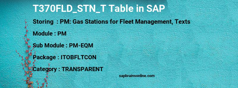SAP T370FLD_STN_T table