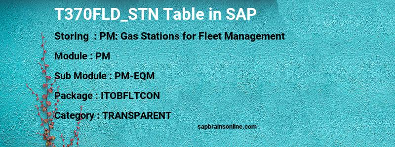 SAP T370FLD_STN table