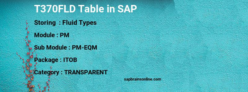 SAP T370FLD table