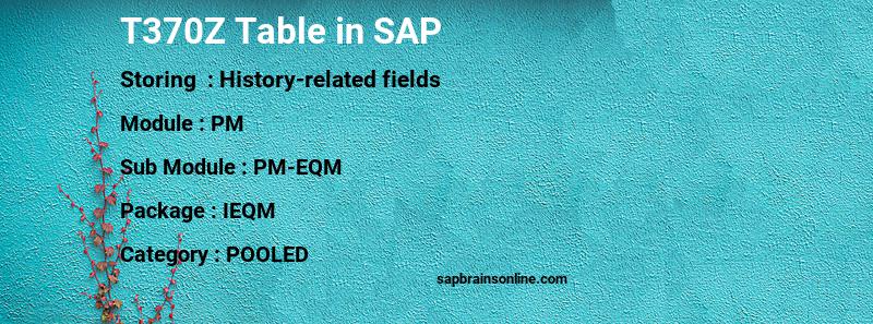 SAP T370Z table