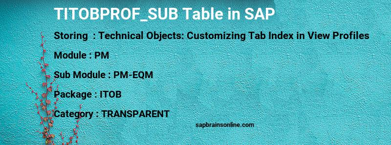 SAP TITOBPROF_SUB table