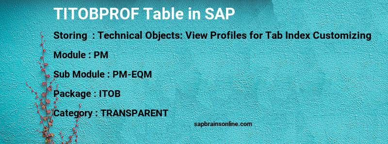 SAP TITOBPROF table