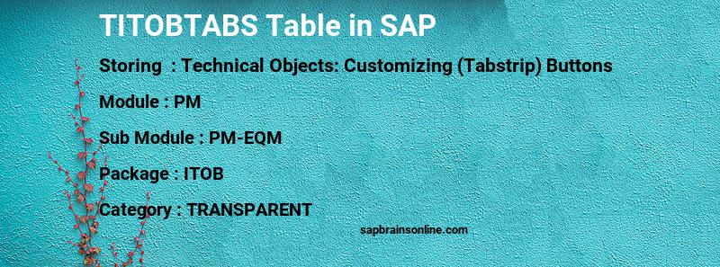 SAP TITOBTABS table