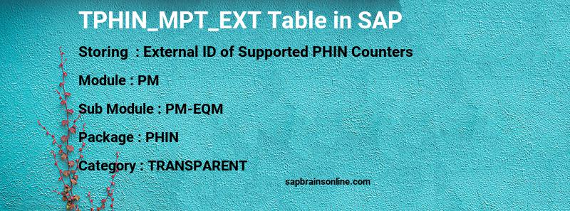 SAP TPHIN_MPT_EXT table