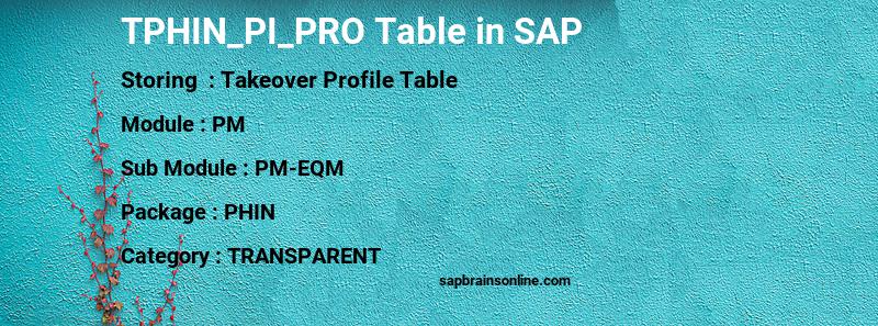 SAP TPHIN_PI_PRO table