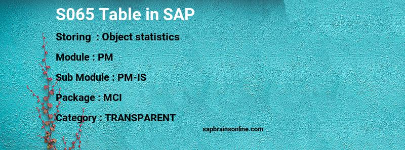 SAP S065 table