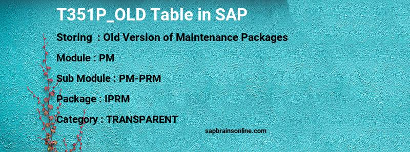 SAP T351P_OLD table