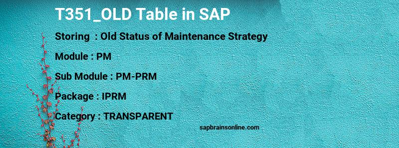 SAP T351_OLD table