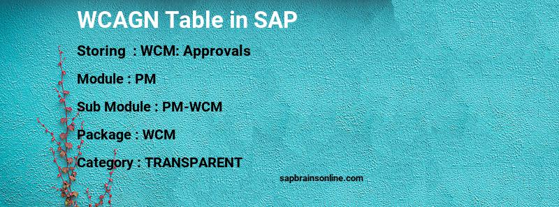 SAP WCAGN table
