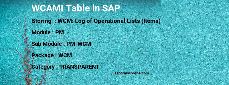 SAP WCAMI table