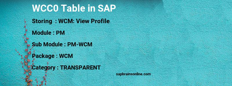 SAP WCC0 table