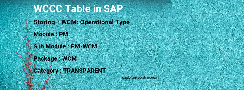 SAP WCCC table