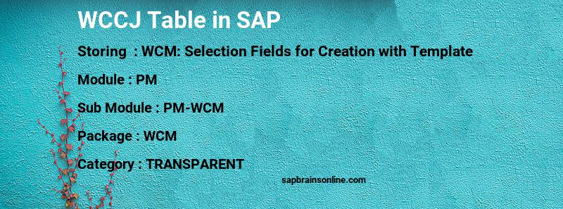 SAP WCCJ table