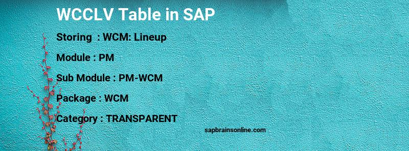 SAP WCCLV table