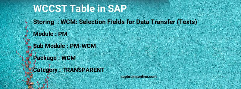 SAP WCCST table