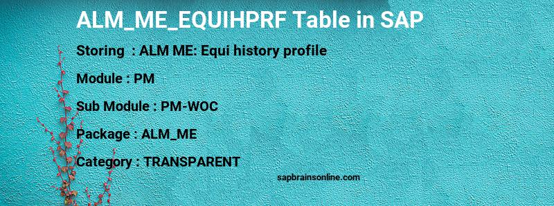 SAP ALM_ME_EQUIHPRF table