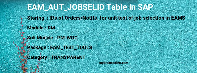 SAP EAM_AUT_JOBSELID table