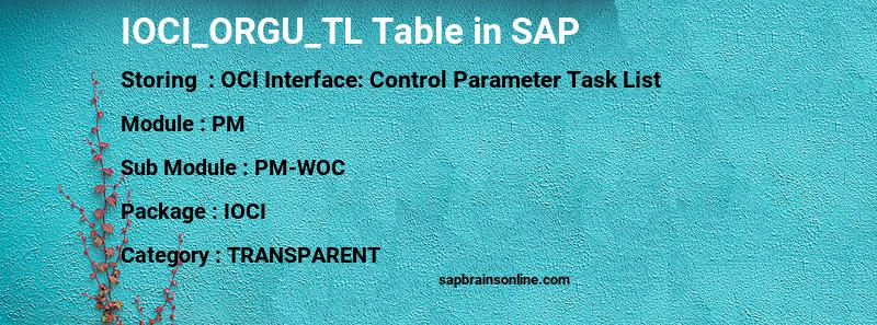 SAP IOCI_ORGU_TL table