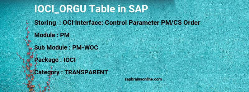 SAP IOCI_ORGU table